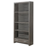 71" Taupe Wood Barrister Bookcase With a drawer