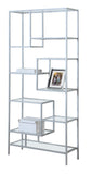 72" Silver Metal And Glass Etagere Bookcase