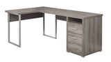 47" Gray and Silver L Shape Computer Desk With Two Drawers