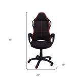Black Fabric Tufted Seat Swivel Adjustable Gaming Chair Fabric Back Plastic Frame