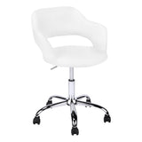 Black Faux Leather Seat Swivel Adjustable Task Chair Leather Back