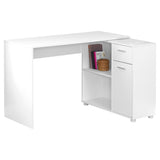 34" White L Shape Computer Desk With Two Drawers