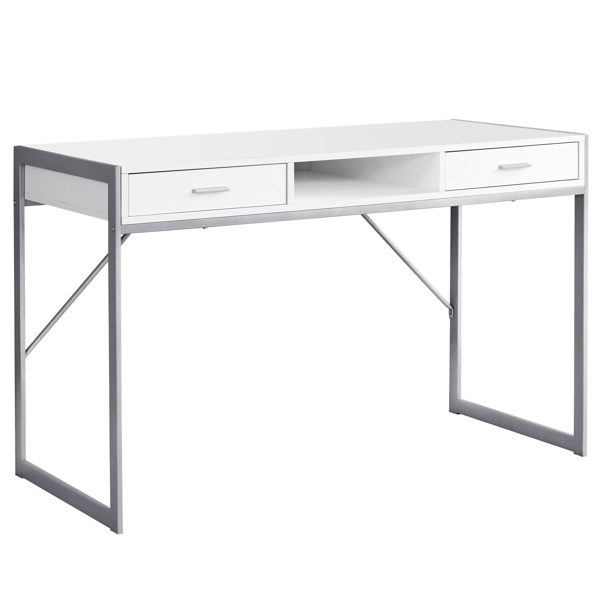 22" White Rectangular Computer Desk With Two Drawers