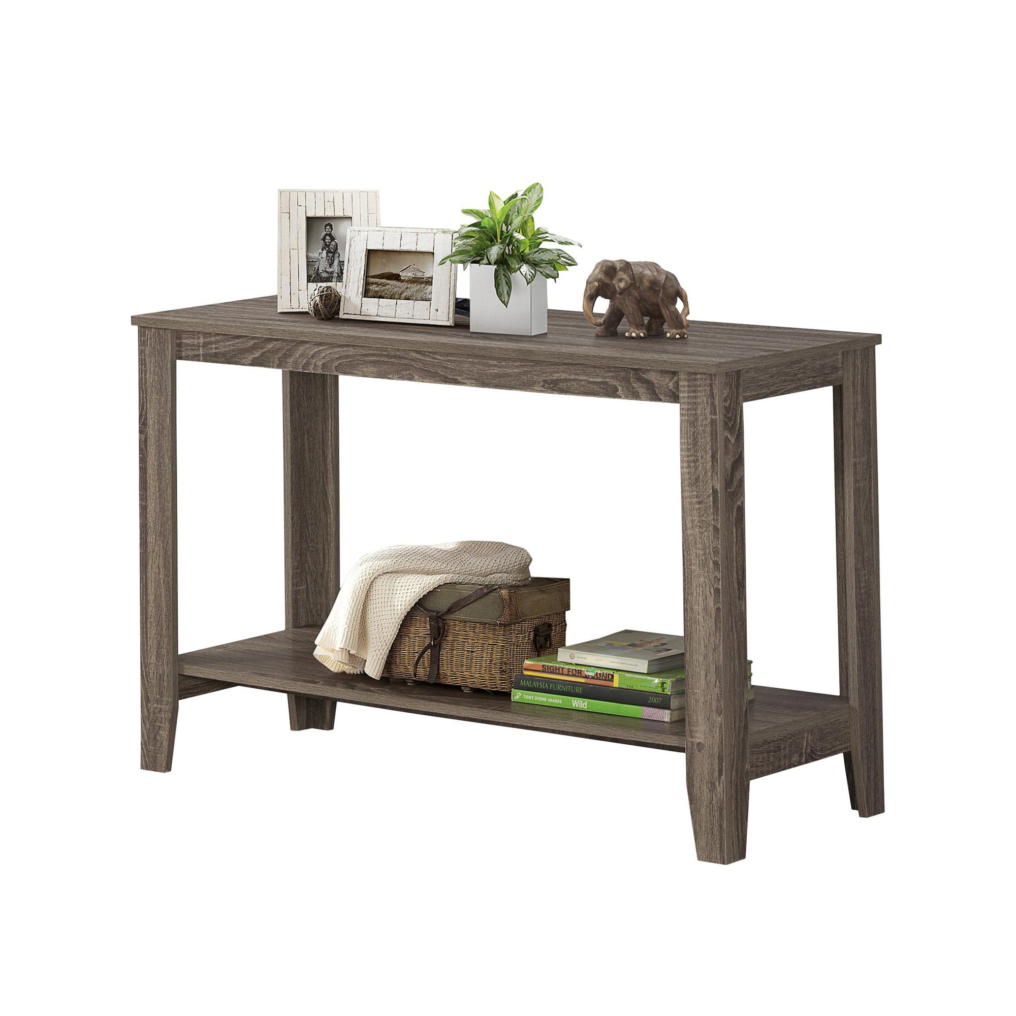 44" Taupe Console Table With Storage
