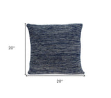 20" Blue Woven Cotton Blend Throw Pillow