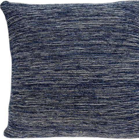 20" Blue Woven Cotton Blend Throw Pillow