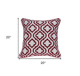 20" X 7" X 20" Transitional Red And White Accent Pillow Cover With Poly Insert