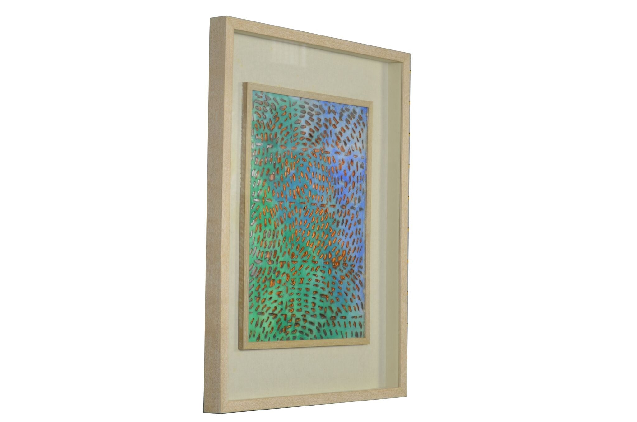 Wild Green And Blue Light Wood Shadowbox Wall Art