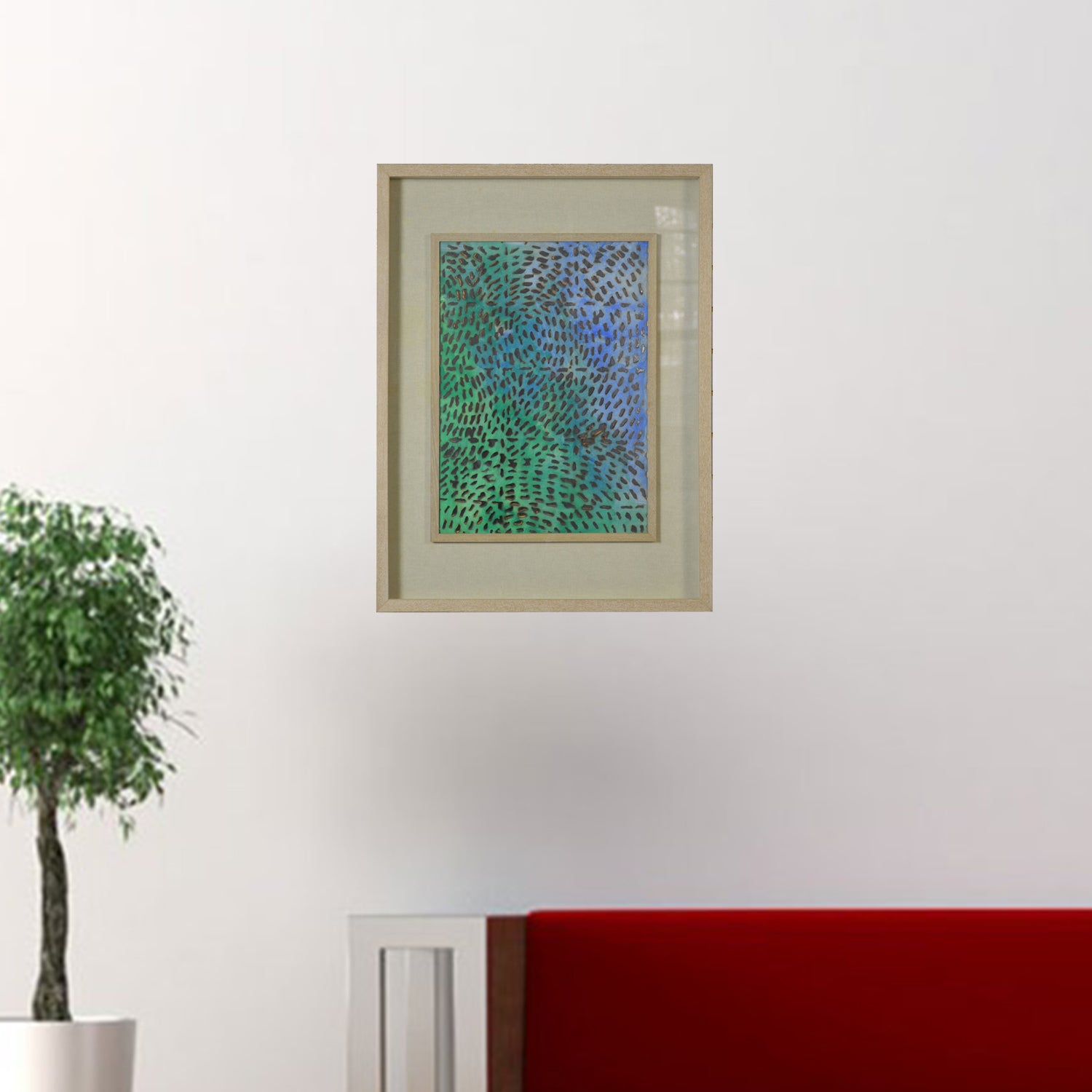 Wild Green And Blue Light Wood Shadowbox Wall Art