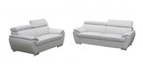 86" White And Silver Leather Sofa