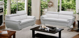 86" White And Silver Leather Sofa