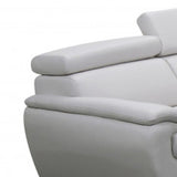 86" White And Silver Leather Sofa