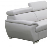 86" White And Silver Leather Sofa