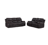 77" Brown Faux Leather Manual Reclining Love Seat With Storage