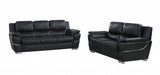 69" Black And Silver Faux Leather Love Seat