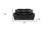 69" Black And Silver Faux Leather Love Seat