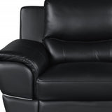 69" Black And Silver Faux Leather Love Seat