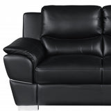 69" Black And Silver Faux Leather Love Seat