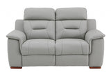 67" Gray And Brown Faux Leather Manual Reclining Love Seat