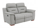 67" Gray And Brown Faux Leather Manual Reclining Love Seat