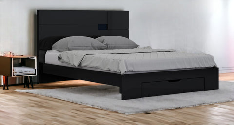 60" X 80"  X 43" 4Pc Queen Modern Black High Gloss Bedroom Set