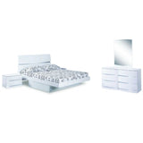 80'" X 60'"  X 42.5'" Modern Queen White High Gloss Bed