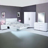 80'" X 60'"  X 42.5'" Modern Queen White High Gloss Bed