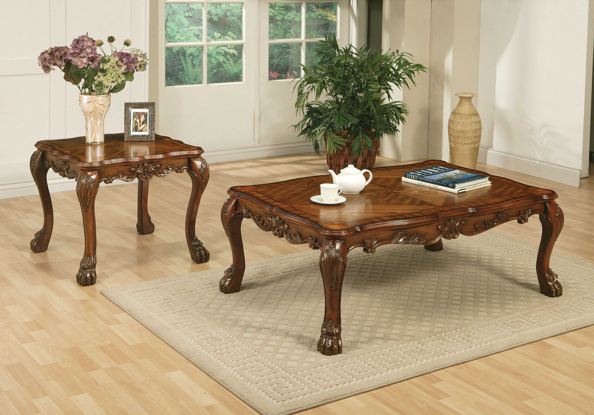 24" Cherry Oak And Brown Solid Wood End Table