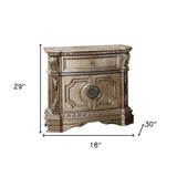 29" Champagne One Drawer Faux Marble and Solid Wood Nightstand With Storage