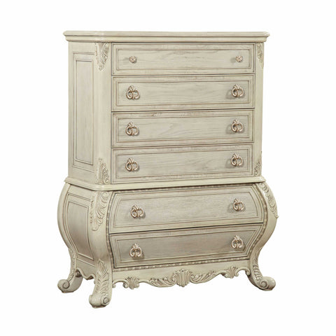 18" White Solid Wood Five Drawer Lingerie Chest