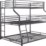 62" X 83" X 74" Gunmetal Metal Triple Bunk Bed  Twinfullqueen