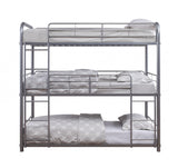 42" X 79" X 74" Gunmetal Metal Triple Bunk Bed - Twin