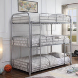 42" X 79" X 74" Gunmetal Metal Triple Bunk Bed - Twin