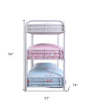 57" X 79" X 74" White Metal Triple Bunk Bed - Full