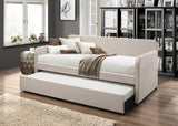 Twin Light Gray And White Upholstered Linen Bed