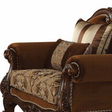 37" Brown Velvet Damask Club Chair