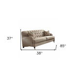 38" X 85" X 37" Beige Fabric Upholstery Sofa w2 Pillows