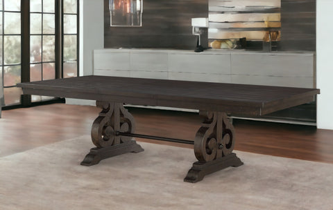 45" Brown Solid Wood Dining Table