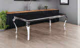 80" Black and White Glass and Stainless Steel Dining Table