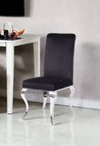 Set of Two Black and Silver Upholstered Fabric Dining Side Chairs