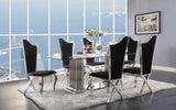 39" Clear and Silver Glass and Stainless Steel Dining Table