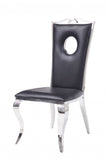 19" X 21" X 44" Faux Leather Stainless Steel Upholstered Seat Side Chair Set2