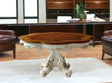 62" Brown and White Solid Wood Dining Table