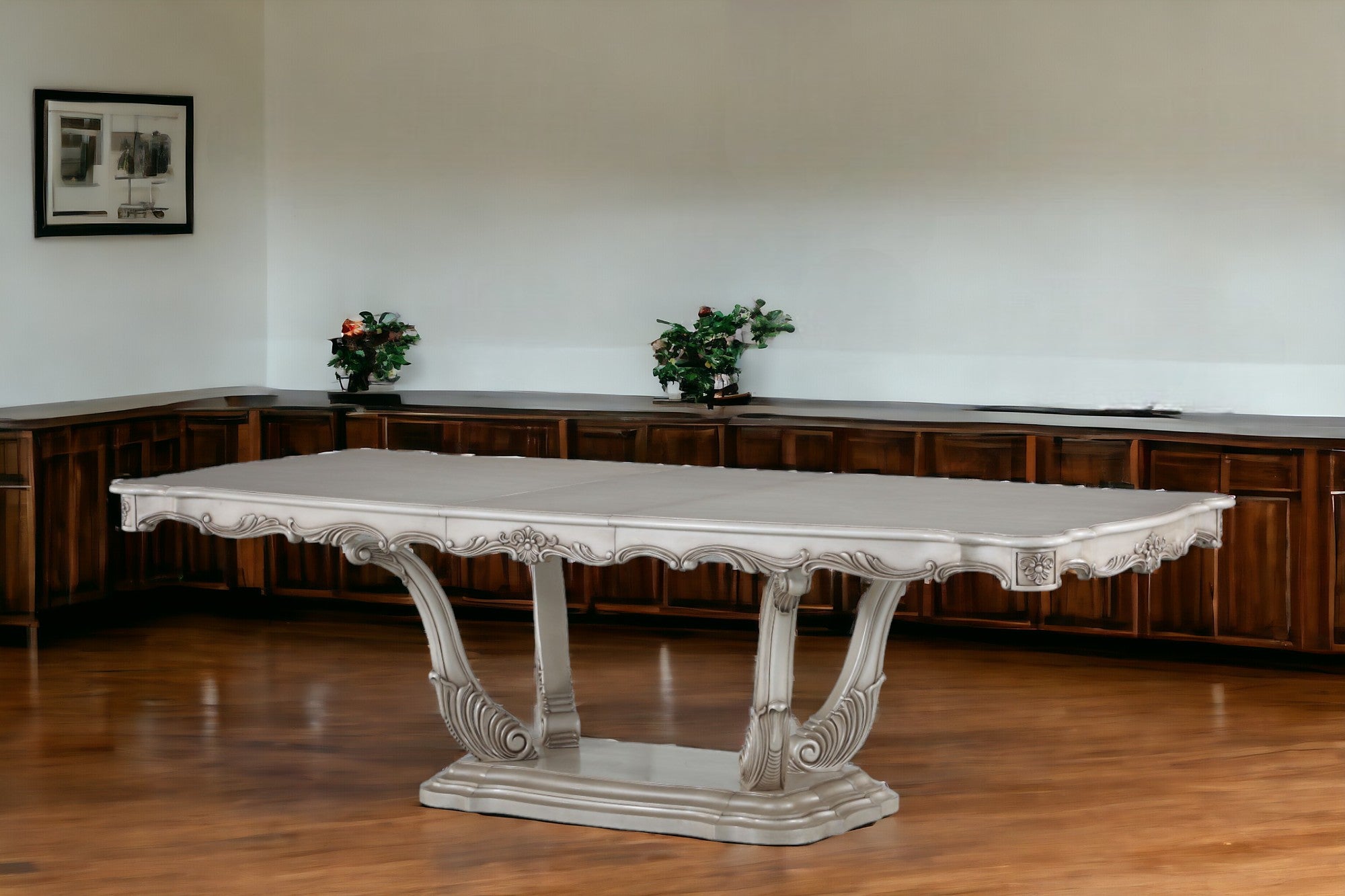 44" Off White Solid Wood Dining Table