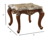 30" X 30" X 24" Marble Walnut Wood End Table