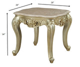 24" Antiqued White Faux Marble Square End Table