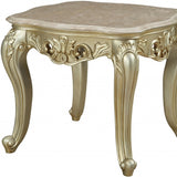 24" Antiqued White Faux Marble Square End Table