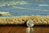 7' Midnight Blue Hand Tufted Wool Traditional Floral Indoor Runner Rug