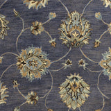 7' Midnight Blue Hand Tufted Wool Traditional Floral Indoor Runner Rug