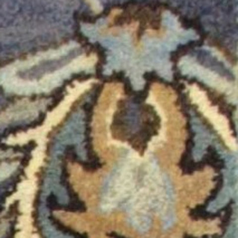 7' Midnight Blue Hand Tufted Wool Traditional Floral Indoor Runner Rug